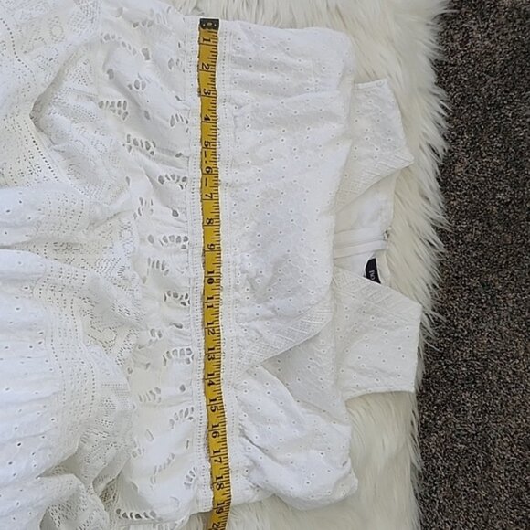 Roaman's Off White Eyelet and Knit Fully Lined Sleeveless Maxi Dress - Picture 13 of 15